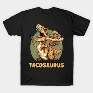 Tacosaurus Funny Tacos Tuesday T-rex Holding Taco Dinosaur For Cinco De Mayo T-Shirt